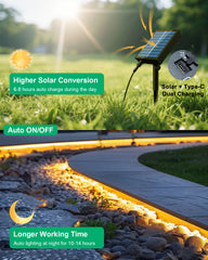 Meewata Solar Led Strip Lights Outdoor, Solar Rope Lights Self-Adhesive Waterproof, 8 Mode with Remote Timer and Auto On/Off, Perfect for Deck, Patio, Poolside, Camping Decor, Warm White
