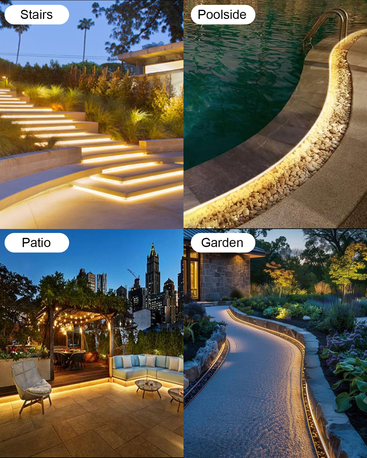 Meewata Solar Led Strip Lights Outdoor, Solar Rope Lights Self-Adhesive Waterproof, 8 Mode with Remote Timer and Auto On/Off, Perfect for Deck, Patio, Poolside, Camping Decor, Warm White