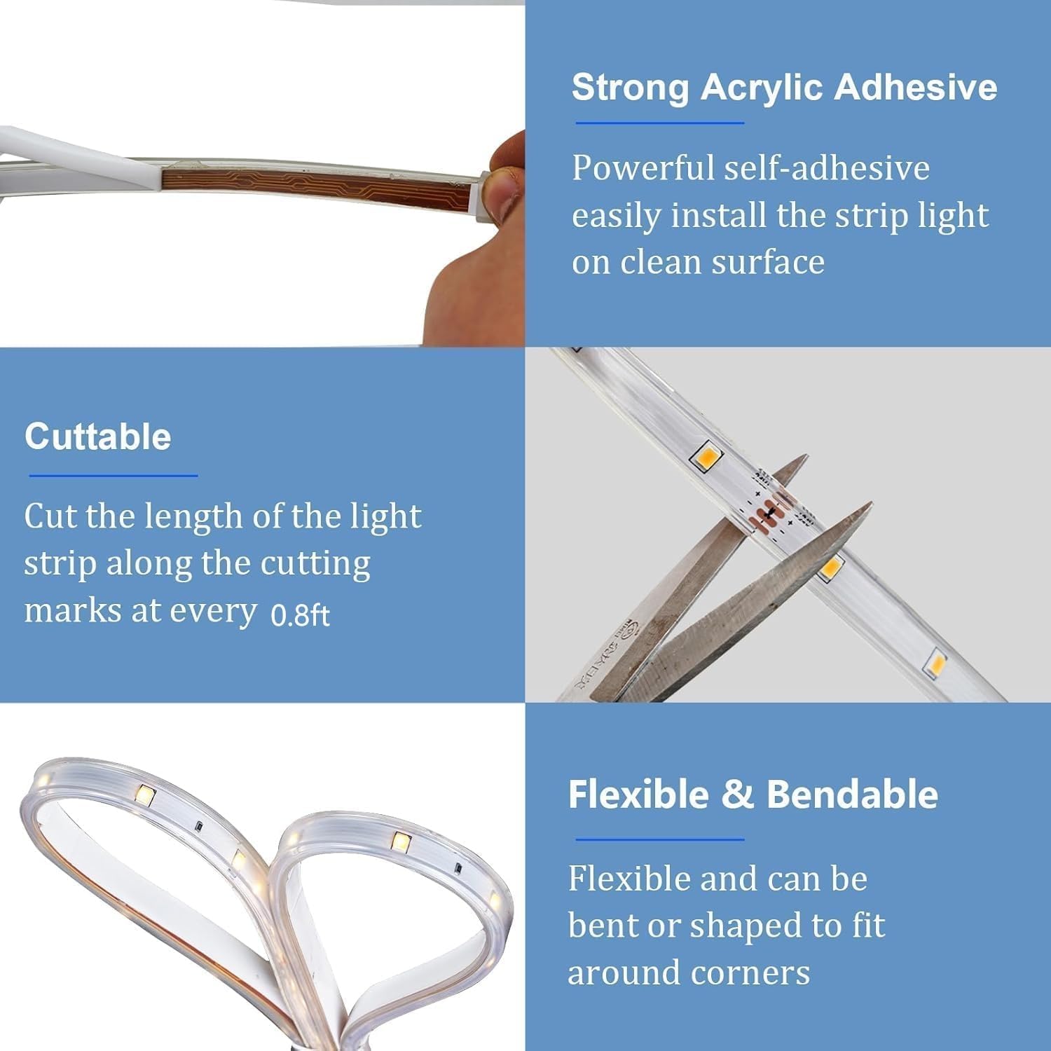 Meewata Solar Led Strip Lights Outdoor, Solar Rope Lights Self-Adhesive Waterproof, 8 Mode with Remote Timer and Auto On/Off, Perfect for Deck, Patio, Poolside, Camping Decor, Warm White